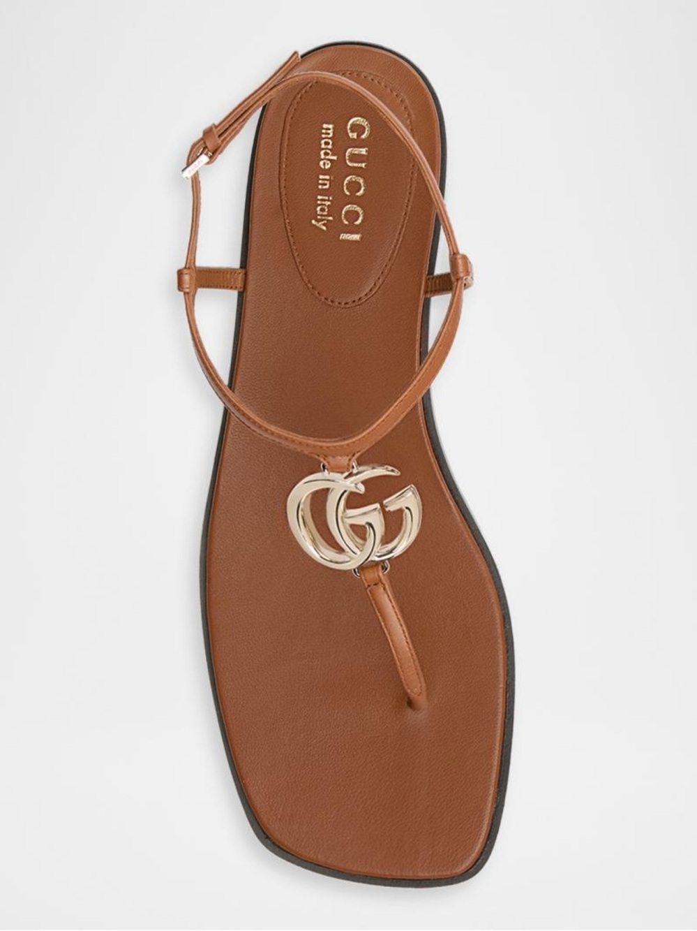GUCCI GG Marmont Leather Thong Sandals